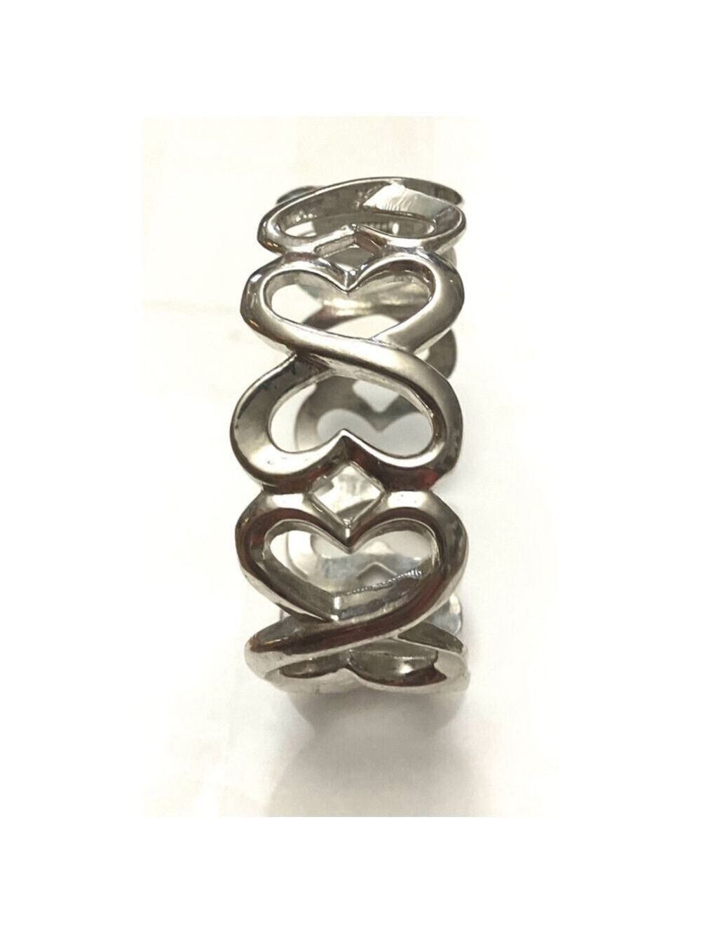 Silver toned Entwined Heart Bangle Bracelet One Size